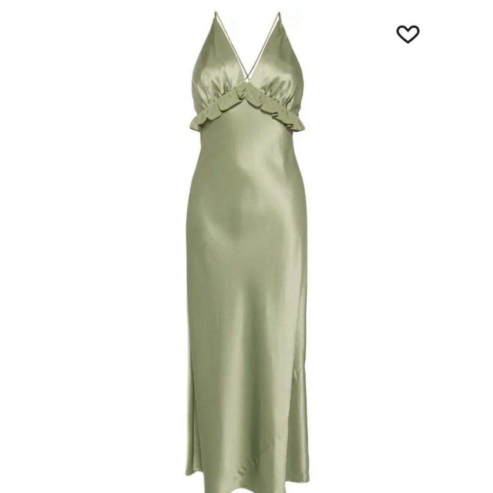 Reformation Green Silk Madrigal Dress
